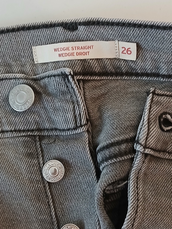 Levi's Denim - Levis Wedgie Straight Jeans - Gray Denim (Size 26)-Flawed